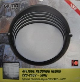 APLIQUE REDONDO NEGRO 100 W 