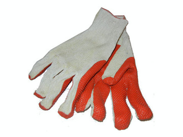 GUANTES ALGODON LATEX PALMA NARANJA